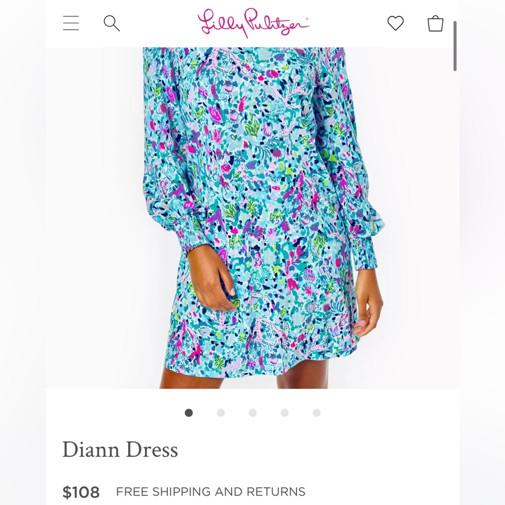 Lilly Pulitzer $108 ditsy underwater print long sleeve dress sz S in EUC - Picture 2 of 3